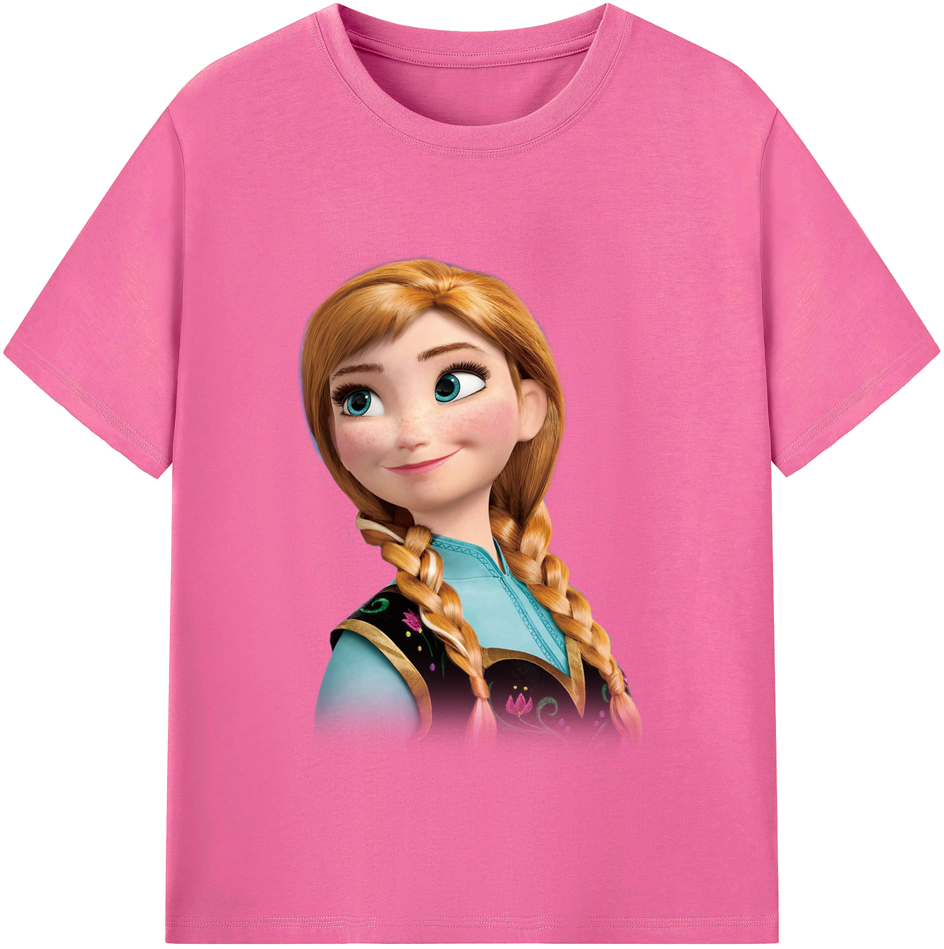 （画像用） アナと雪の女王 アンナ エルサ Frozen Anna Elsa レディースカジュアルプリントTシャツ（綿100％）